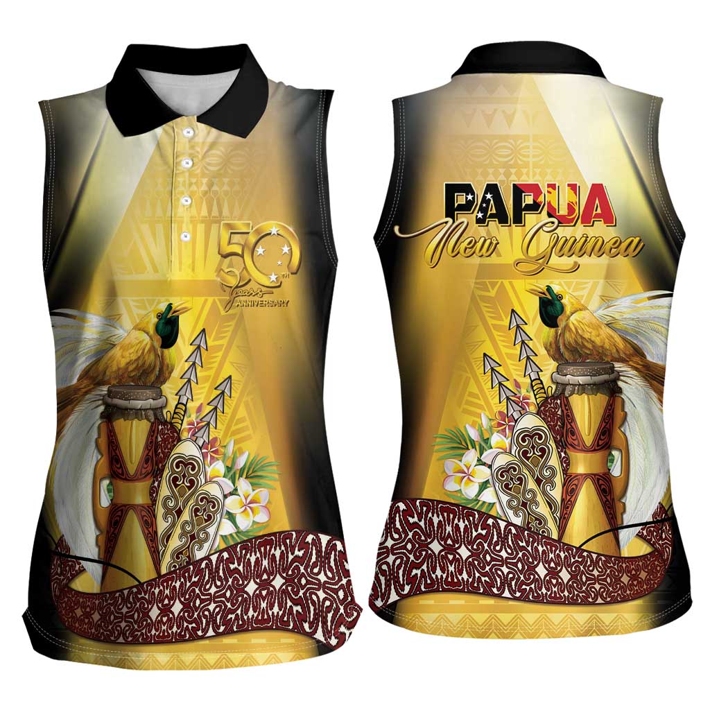 Papua New Guinea Women Sleeveless Polo Shirt 50 Years Of Independence - Polynesian Pride