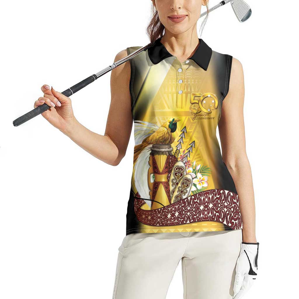 Papua New Guinea Women Sleeveless Polo Shirt 50 Years Of Independence - Polynesian Pride