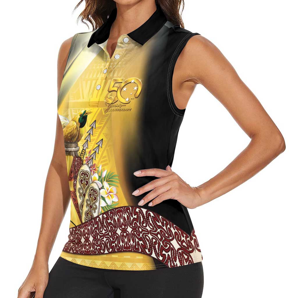 Papua New Guinea Women Sleeveless Polo Shirt 50 Years Of Independence - Polynesian Pride