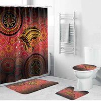 Papua New Guinea Bathroom Set Birds Of Paradise With Aboriginal Pattern - Polynesian Pride