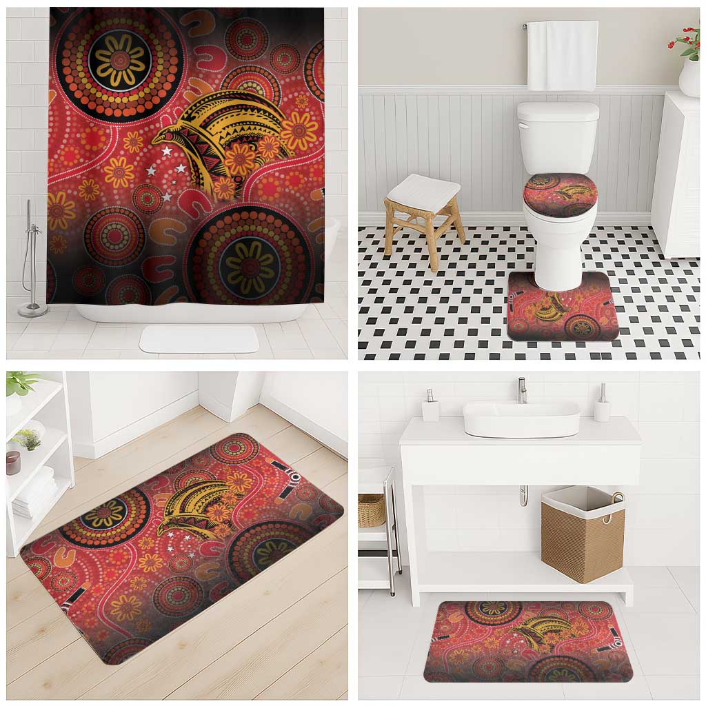 Papua New Guinea Bathroom Set Birds Of Paradise With Aboriginal Pattern - Polynesian Pride