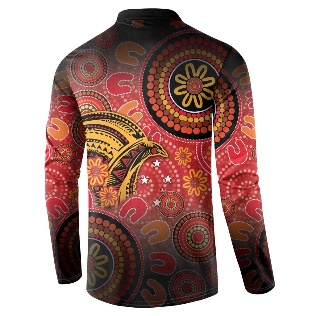 Papua New Guinea Button Sweatshirt Birds Of Paradise With Aboriginal Pattern - Polynesian Pride