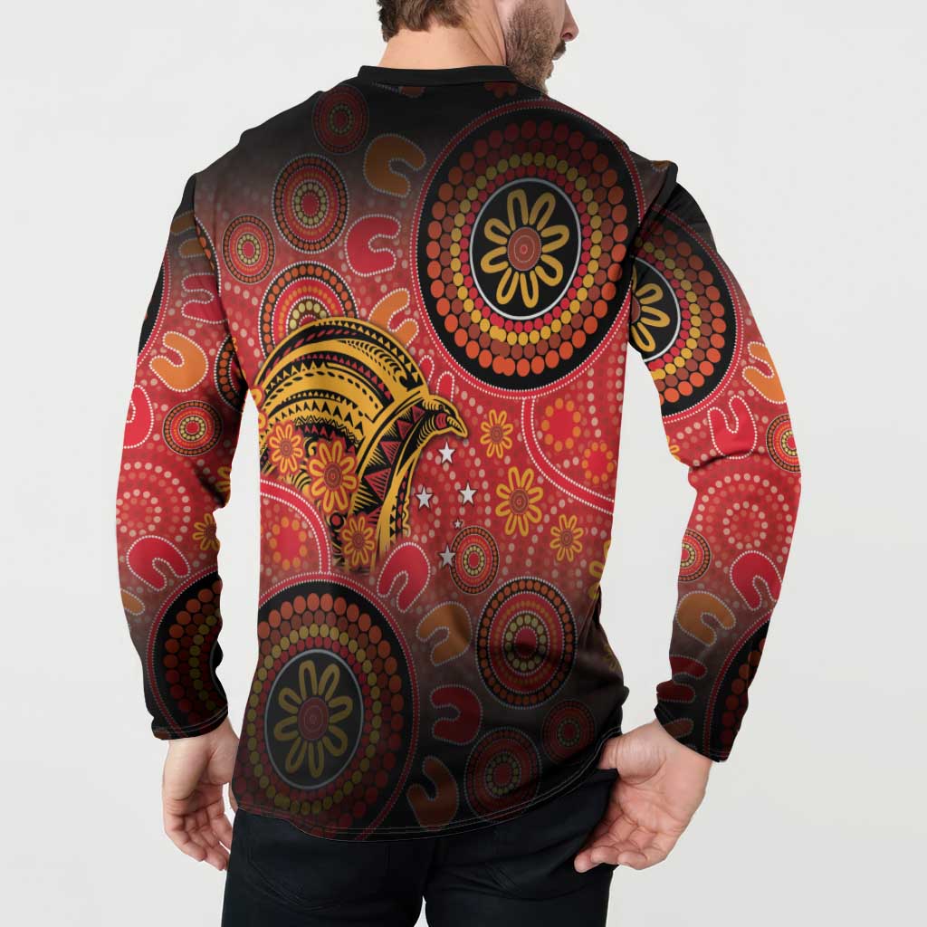 Papua New Guinea Button Sweatshirt Birds Of Paradise With Aboriginal Pattern - Polynesian Pride