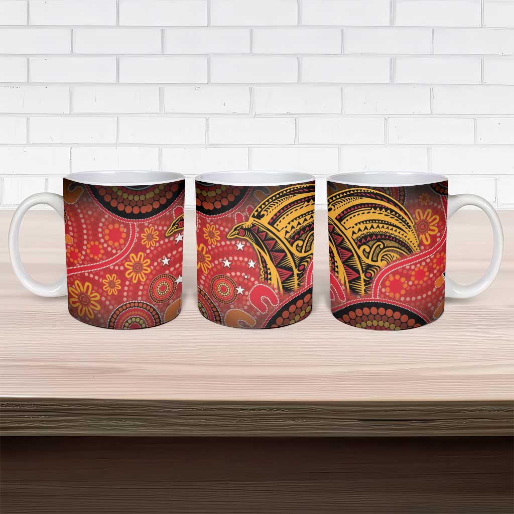Papua New Guinea Ceramic Mug Birds Of Paradise With Aboriginal Pattern - Polynesian Pride