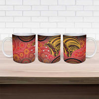 Papua New Guinea Ceramic Mug Birds Of Paradise With Aboriginal Pattern - Polynesian Pride