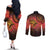 Papua New Guinea Couples Matching Off The Shoulder Long Sleeve Dress and Long Sleeve Button Shirt Birds Of Paradise With Aboriginal Pattern - Polynesian Pride