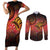 Papua New Guinea Couples Matching Short Sleeve Bodycon Dress and Long Sleeve Button Shirt Birds Of Paradise With Aboriginal Pattern - Polynesian Pride