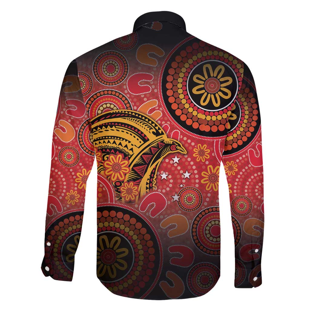Papua New Guinea Family Matching Long Sleeve Bodycon Dress and Hawaiian Shirt Birds Of Paradise With Aboriginal Pattern - Polynesian Pride