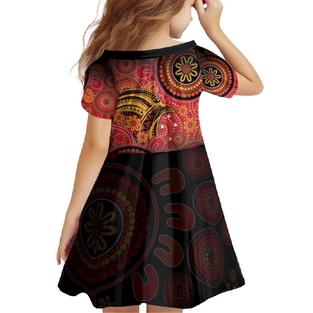 Papua New Guinea Family Matching Short Sleeve Bodycon Dress and Hawaiian Shirt Birds Of Paradise With Aboriginal Pattern LT05 - Polynesian Pride