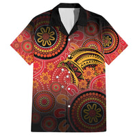 Papua New Guinea Family Matching Short Sleeve Bodycon Dress and Hawaiian Shirt Birds Of Paradise With Aboriginal Pattern LT05 Dad's Shirt - Short Sleeve Red - Polynesian Pride