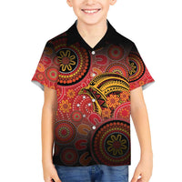 Papua New Guinea Family Matching Short Sleeve Bodycon Dress and Hawaiian Shirt Birds Of Paradise With Aboriginal Pattern LT05 Son's Shirt Red - Polynesian Pride