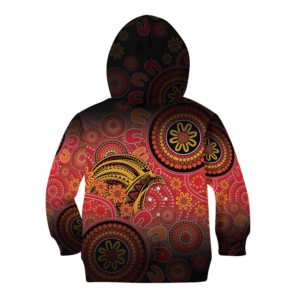 Papua New Guinea Kid Hoodie Birds Of Paradise With Aboriginal Pattern - Polynesian Pride