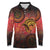 Papua New Guinea Long Sleeve Polo Shirt Birds Of Paradise With Aboriginal Pattern - Polynesian Pride