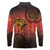 Papua New Guinea Long Sleeve Polo Shirt Birds Of Paradise With Aboriginal Pattern - Polynesian Pride