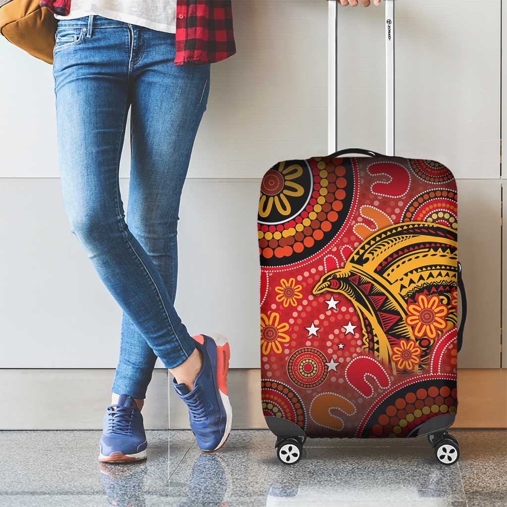 Papua New Guinea Luggage Cover Birds Of Paradise With Aboriginal Pattern - Polynesian Pride