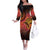 Papua New Guinea Off The Shoulder Long Sleeve Dress Birds Of Paradise With Aboriginal Pattern - Polynesian Pride