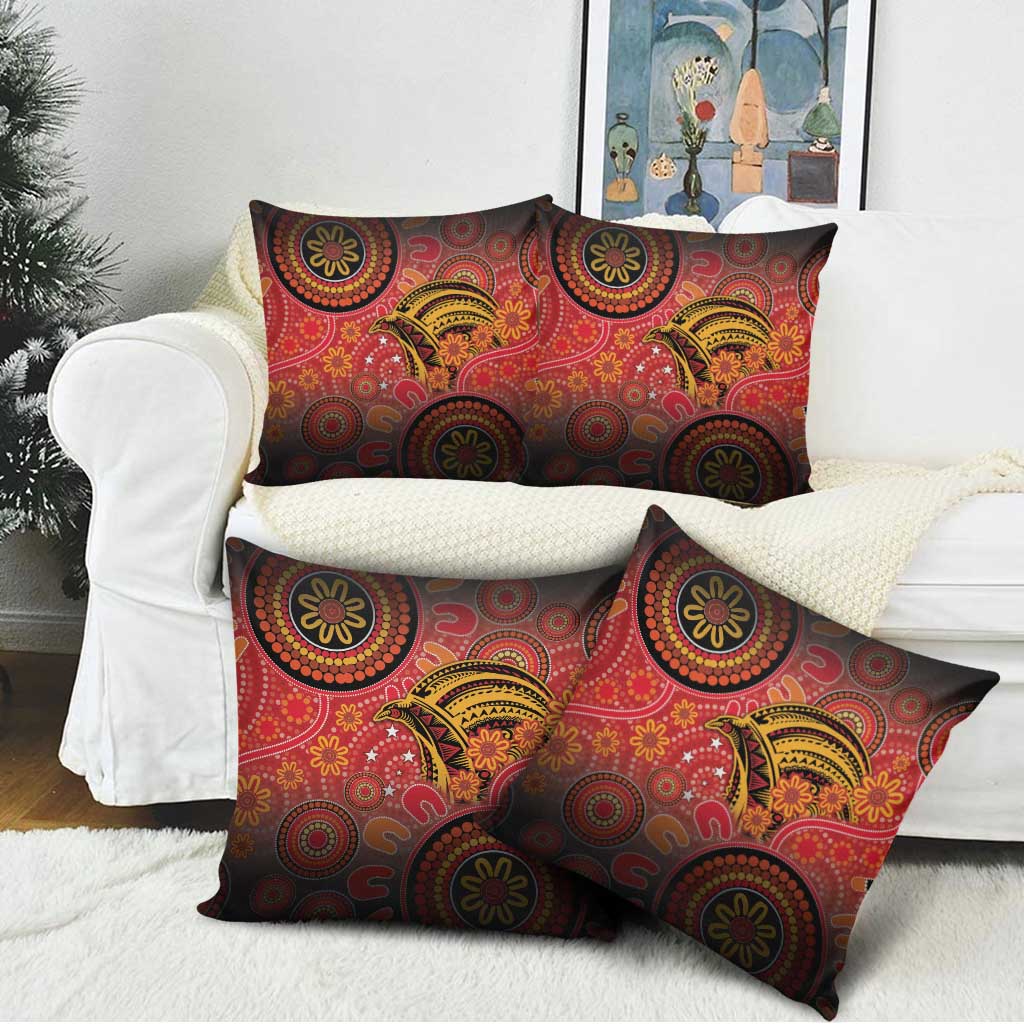Papua New Guinea Pillow Cover Birds Of Paradise With Aboriginal Pattern - Polynesian Pride