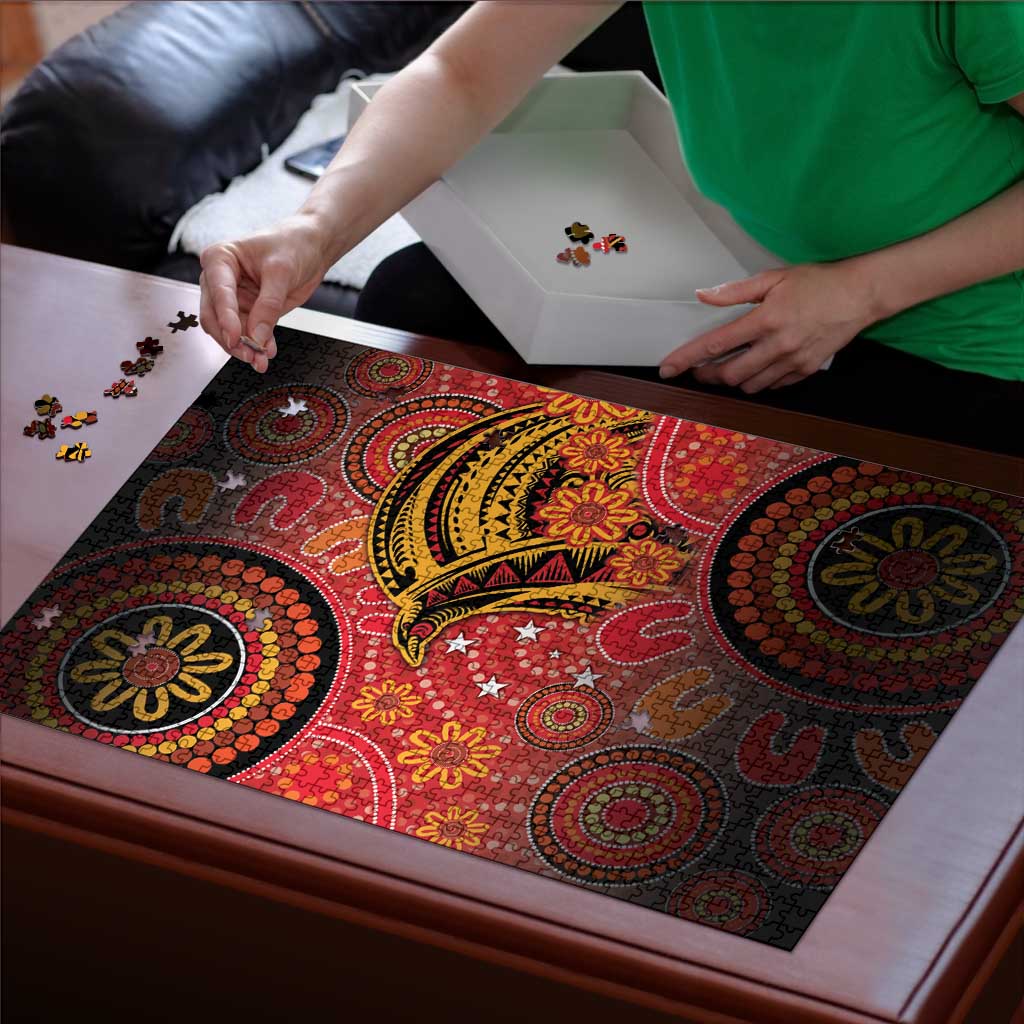 Papua New Guinea Puzzle Birds Of Paradise With Aboriginal Pattern - Polynesian Pride