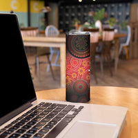 Papua New Guinea Skinny Tumbler Birds Of Paradise With Aboriginal Pattern - Polynesian Pride