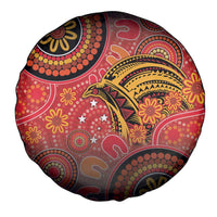 Papua New Guinea Spare Tire Cover Birds Of Paradise With Aboriginal Pattern - Polynesian Pride