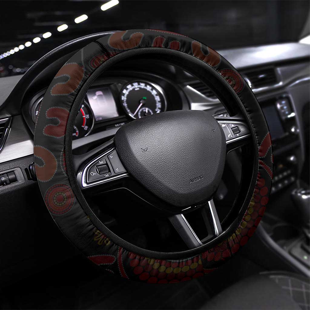 Papua New Guinea Steering Wheel Cover Birds Of Paradise With Aboriginal Pattern - Polynesian Pride