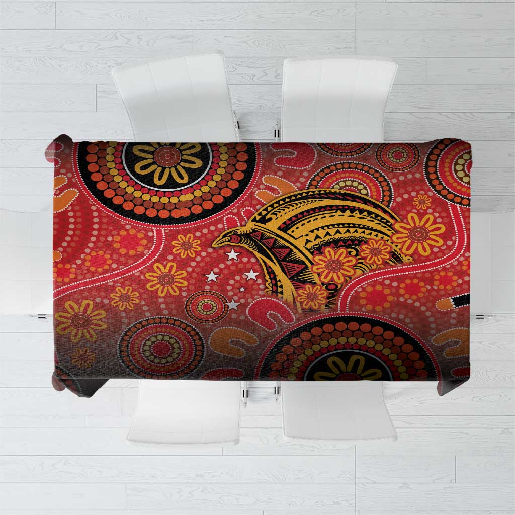 Papua New Guinea Tablecloth Birds Of Paradise With Aboriginal Pattern - Polynesian Pride