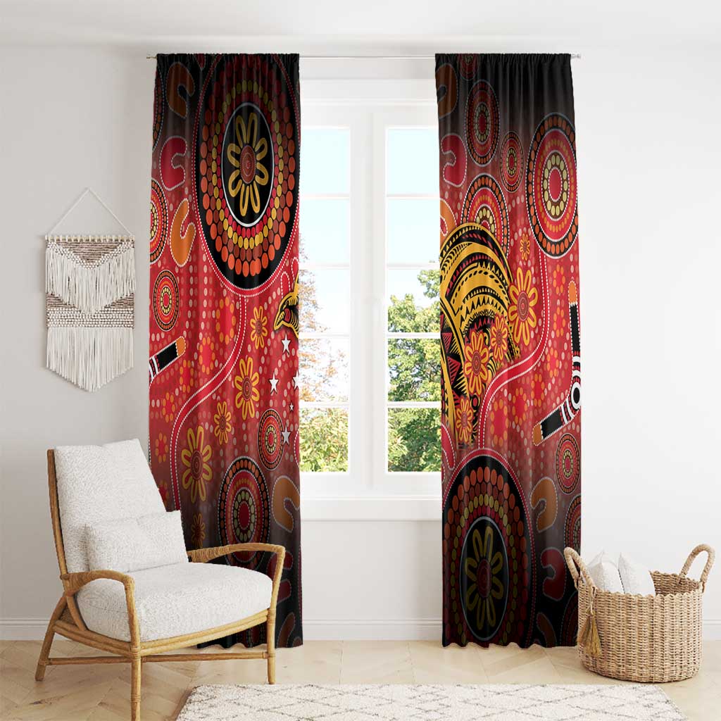 Papua New Guinea Window Curtain Birds Of Paradise With Aboriginal Pattern - Polynesian Pride