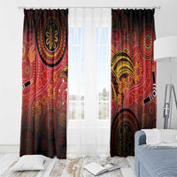 Papua New Guinea Window Curtain Birds Of Paradise With Aboriginal Pattern - Polynesian Pride