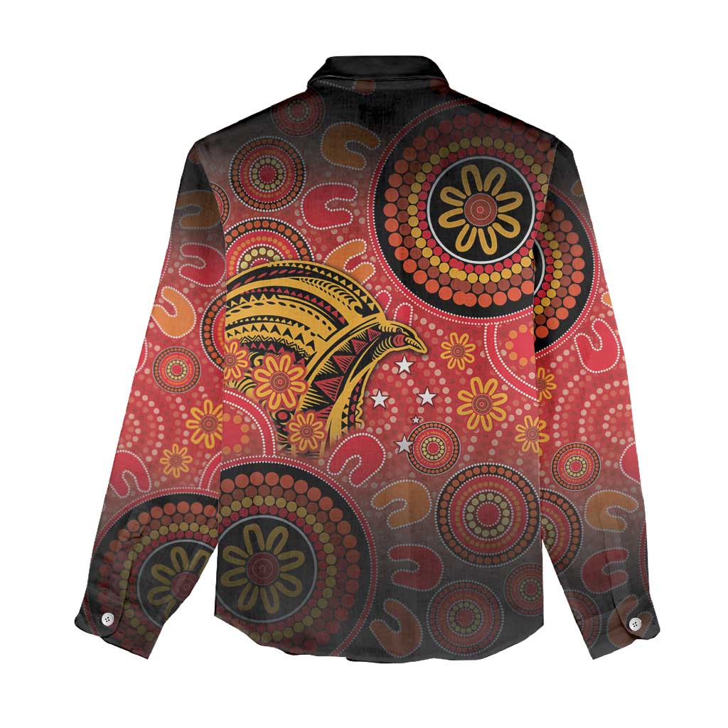 Papua New Guinea Women Casual Shirt Birds Of Paradise With Aboriginal Pattern - Polynesian Pride