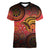 Papua New Guinea Women V-Neck T-Shirt Birds Of Paradise With Aboriginal Pattern - Polynesian Pride
