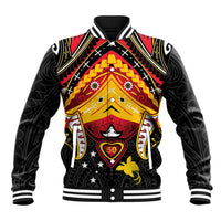 Papua New Guinea Independence Day Baseball Jacket Tribal Mask - Polynesian Pride