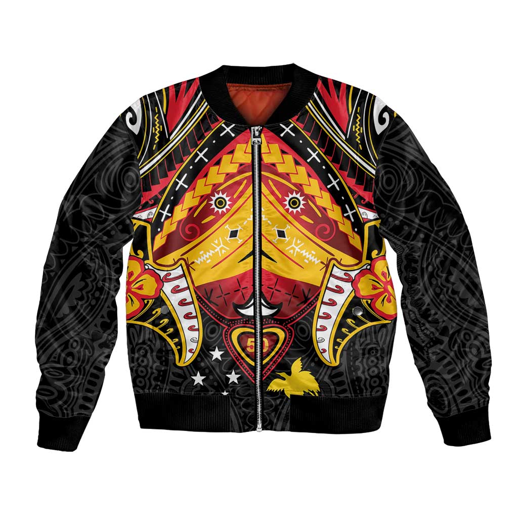 Papua New Guinea Independence Day Bomber Jacket Tribal Mask - Polynesian Pride