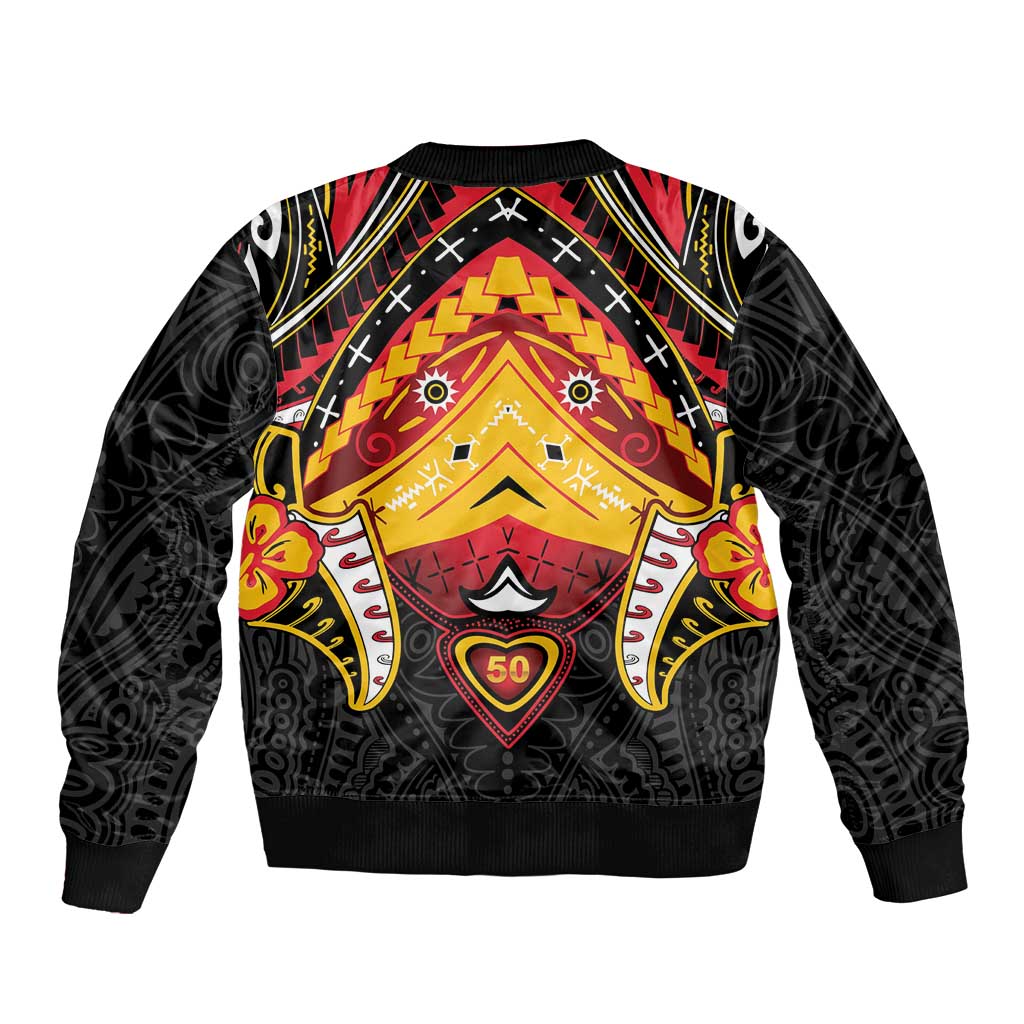 Papua New Guinea Independence Day Bomber Jacket Tribal Mask - Polynesian Pride