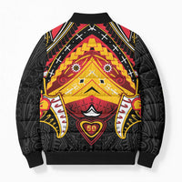 Papua New Guinea Independence Day Bomber Puffer Jacket Tribal Mask - Polynesian Pride