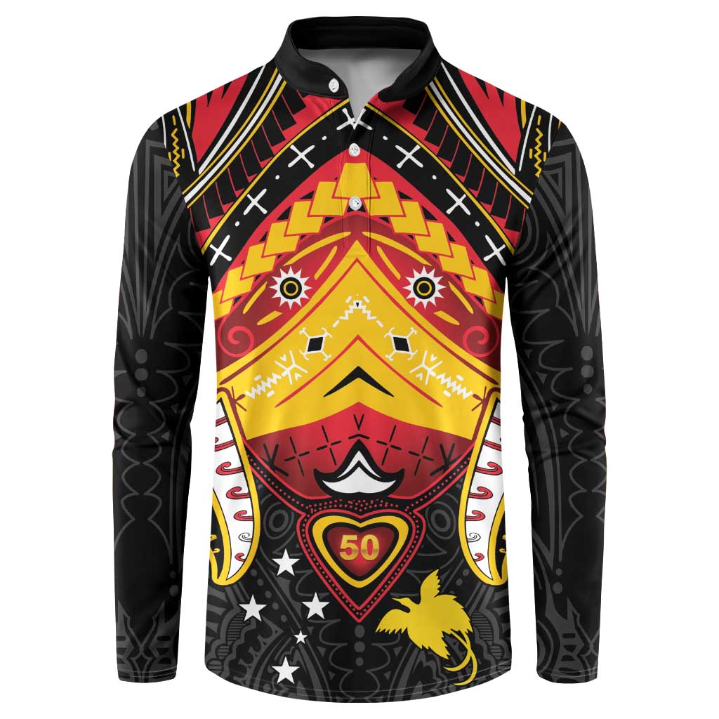 Papua New Guinea Independence Day Button Sweatshirt Tribal Mask - Polynesian Pride