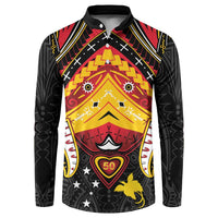 Papua New Guinea Independence Day Button Sweatshirt Tribal Mask - Polynesian Pride