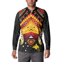 Papua New Guinea Independence Day Button Sweatshirt Tribal Mask - Polynesian Pride