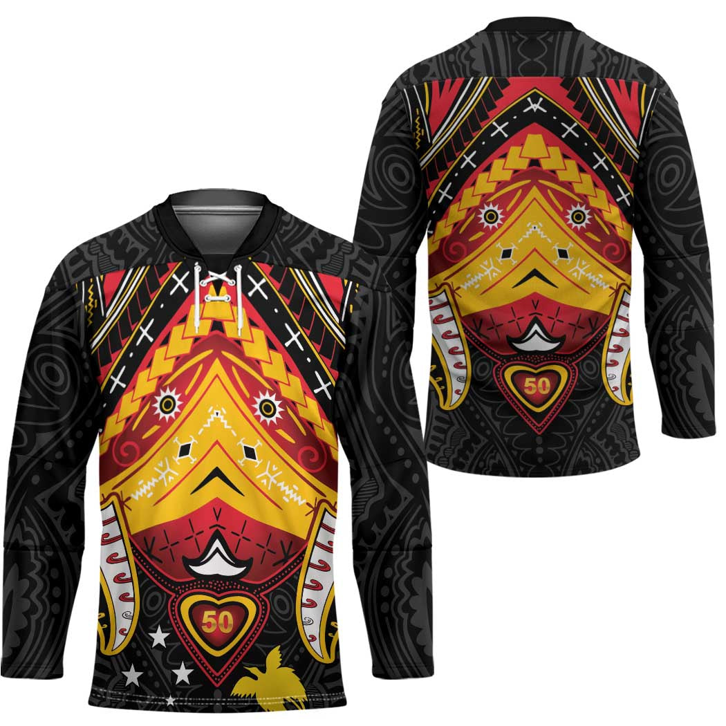 Papua New Guinea Independence Day Hockey Jersey Tribal Mask - Polynesian Pride