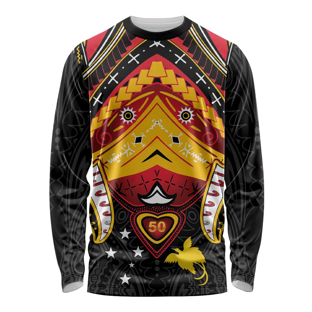 Papua New Guinea Independence Day Long Sleeve Shirt Tribal Mask - Polynesian Pride