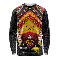 Papua New Guinea Independence Day Long Sleeve Shirt Tribal Mask - Polynesian Pride
