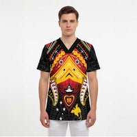 Papua New Guinea Independence Day Scrub Top Tribal Mask - Polynesian Pride