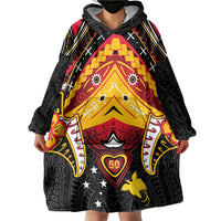Papua New Guinea Independence Day Wearable Blanket Hoodie Tribal Mask - Polynesian Pride