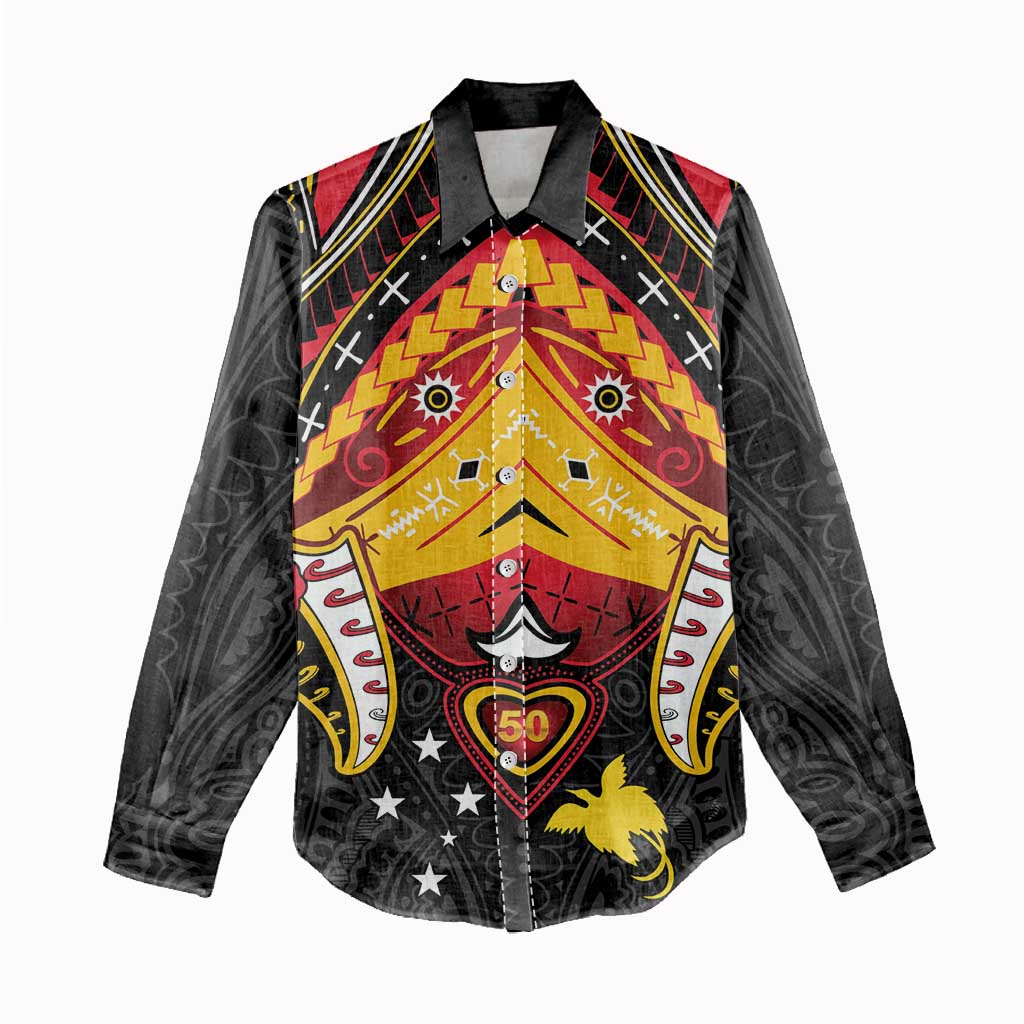 Papua New Guinea Independence Day Women Casual Shirt Tribal Mask - Polynesian Pride