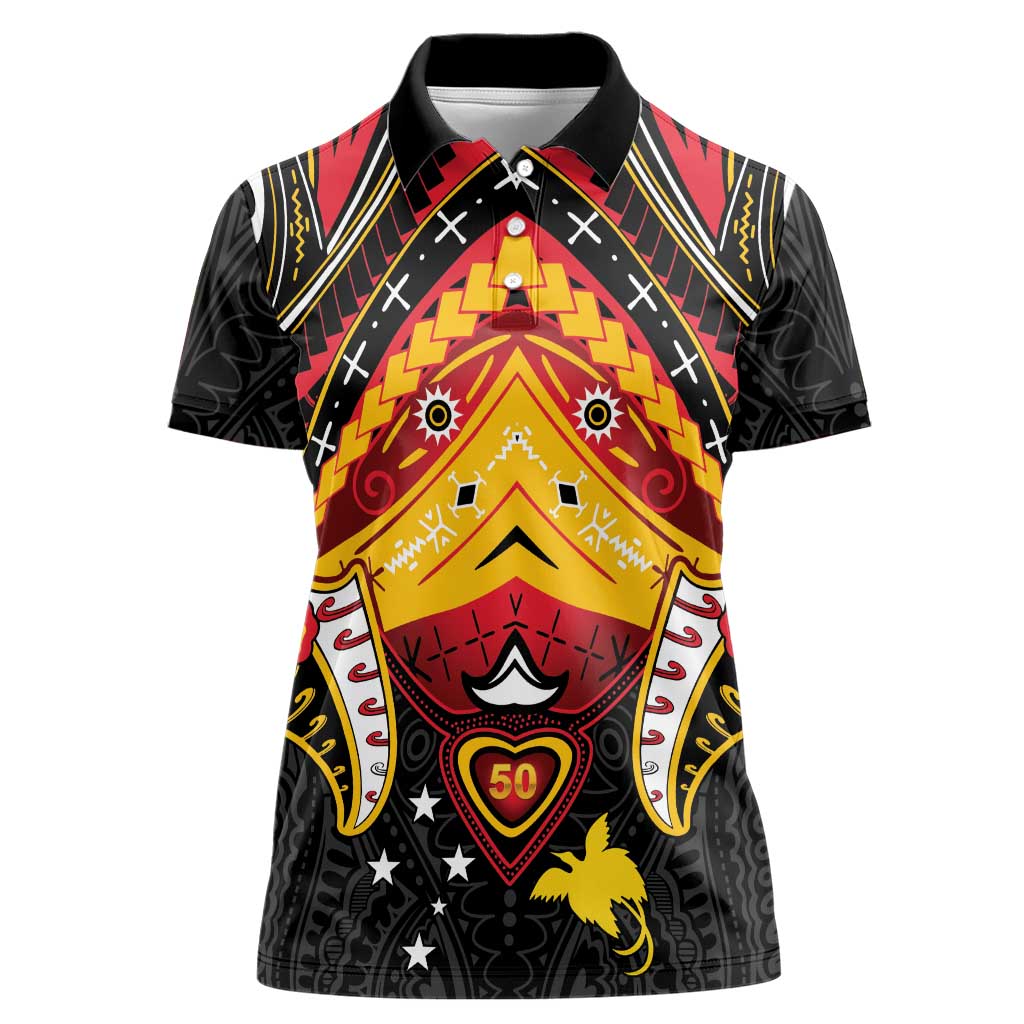 Papua New Guinea Independence Day Women Polo Shirt Tribal Mask - Polynesian Pride