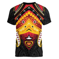 Papua New Guinea Independence Day Women V-Neck T-Shirt Tribal Mask - Polynesian Pride