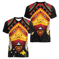 Papua New Guinea Independence Day Women V-Neck T-Shirt Tribal Mask - Polynesian Pride