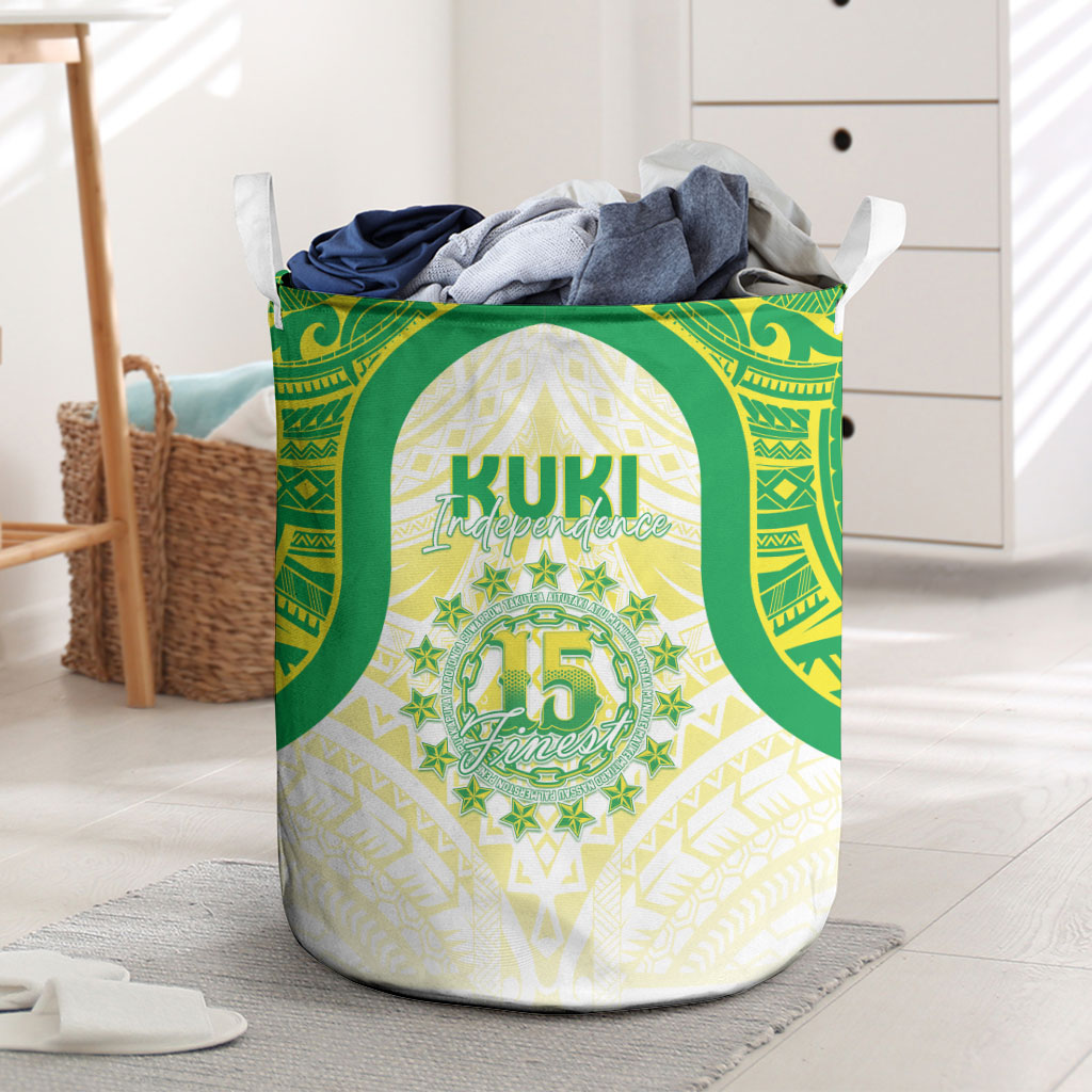 Kuki Independence 2026 Laundry Basket Cook Islands 15 Finest White Version LT05 White - Polynesian Pride