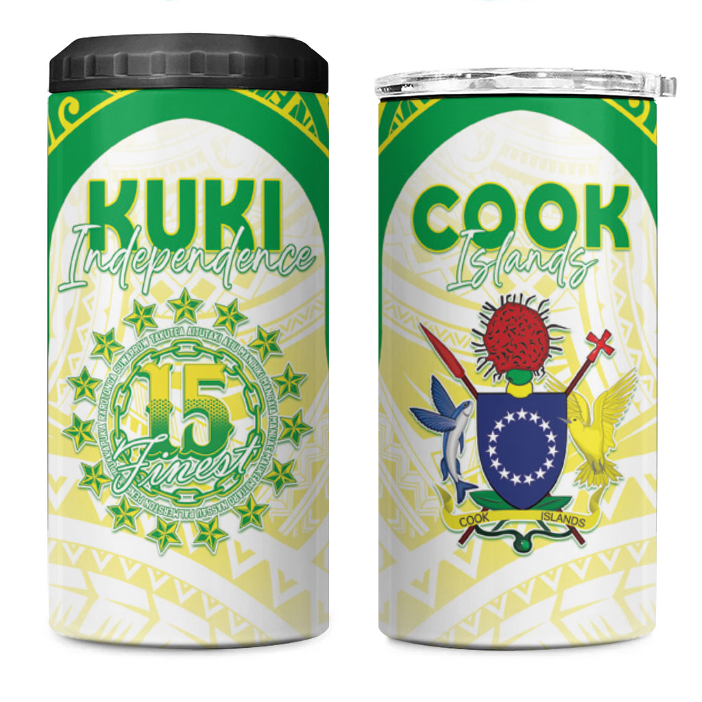 Kuki Independence 2026 4 in 1 Can Cooler Tumbler Cook Islands 15 Finest White Version LT05 One Size: 16 oz White - Polynesian Pride