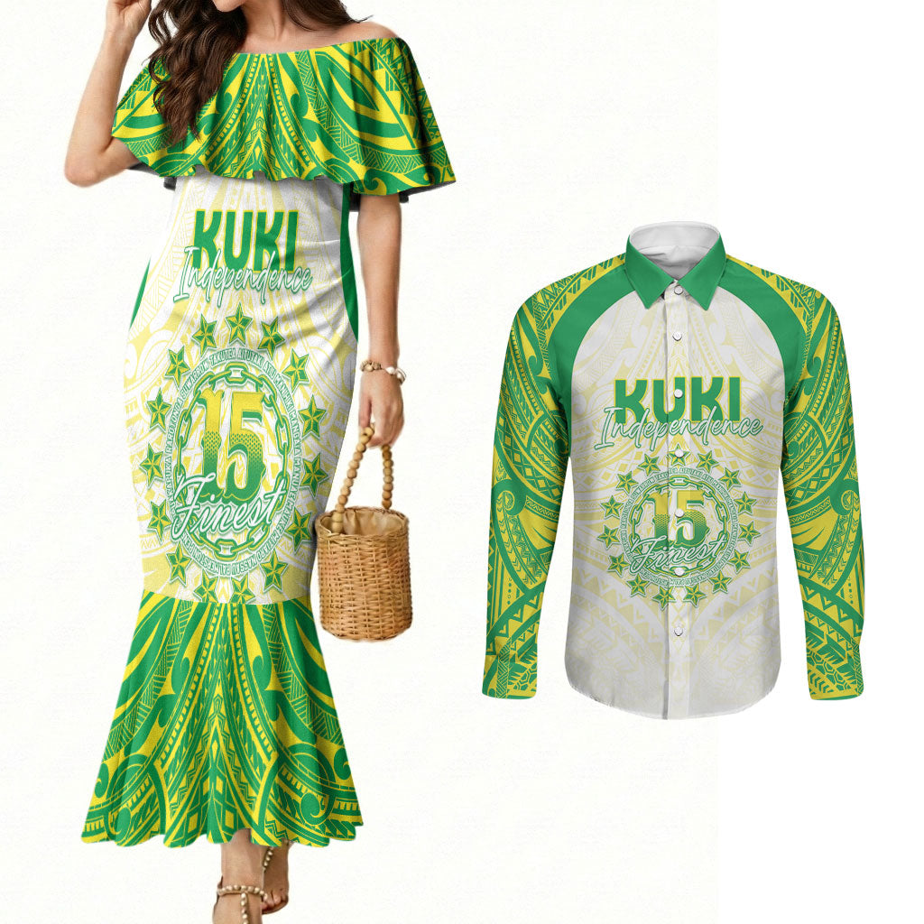 Kuki Independence 2026 Couples Matching Mermaid Dress and Long Sleeve Button Shirt Cook Islands 15 Finest White Version