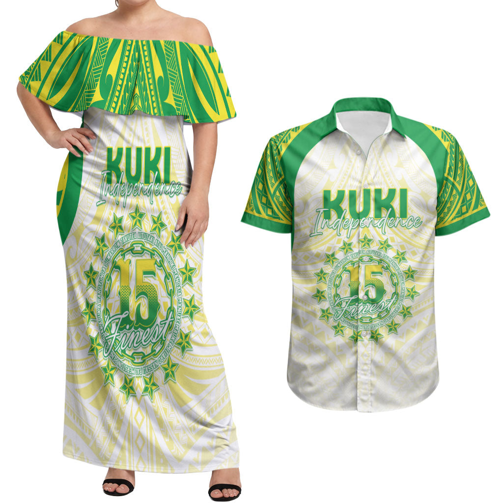 Kuki Independence 2026 Couples Matching Off Shoulder Maxi Dress and Hawaiian Shirt Cook Islands 15 Finest White Version